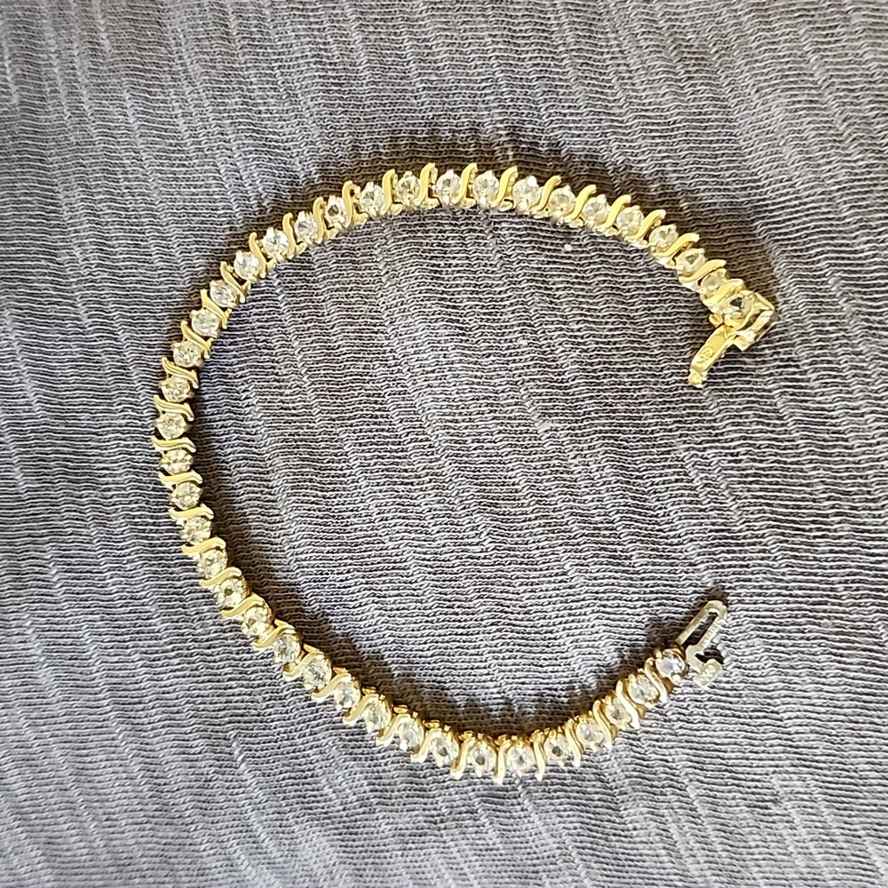 14k Gold White Sapphire Bracelet